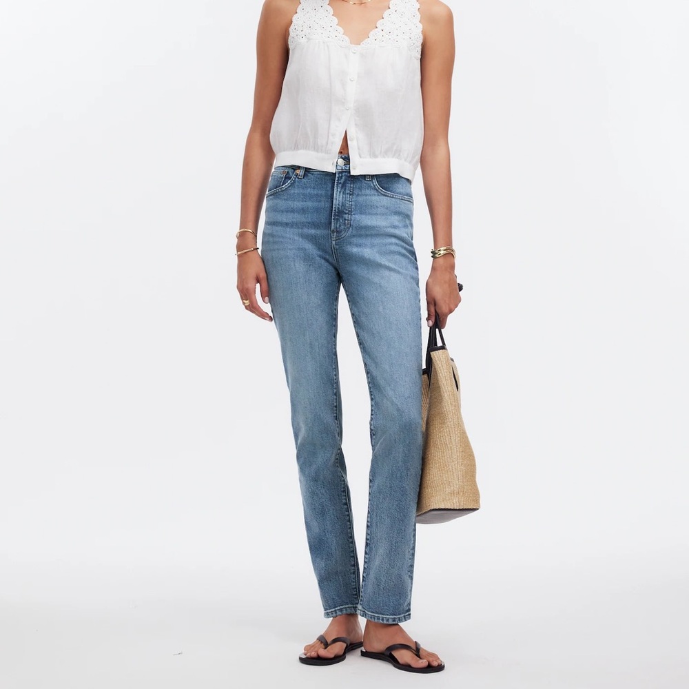 Madewell Medium Blue High-Rise Cropped Straight Jeans